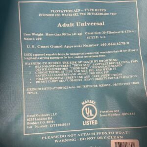 Exxel Outdoors Adult Universal Type III U.S. Coast Guard Approved Life Jacket